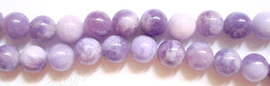 Purple White Candy Jade  -  Smooth Round  16"     12 mm