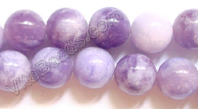 Purple White Candy Jade  -  Smooth Round  16"     12 mm