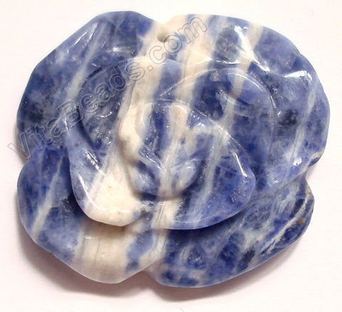 Carved Rose Flower Pendant - Sodalite - Light