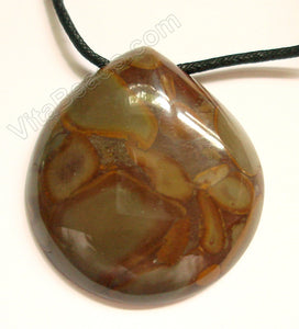 Semi Stone Almond Shape Necklace - Insect Jasper