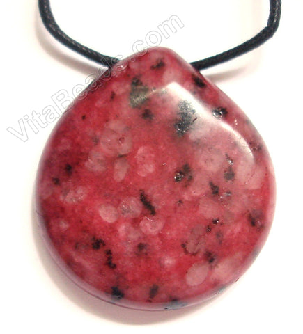 Semi Stone Almond Shape Necklace - Kiwi Ruby