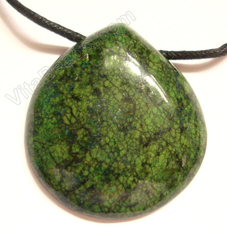 Semi Stone Almond Shape Necklace - Green TQ (Dark)