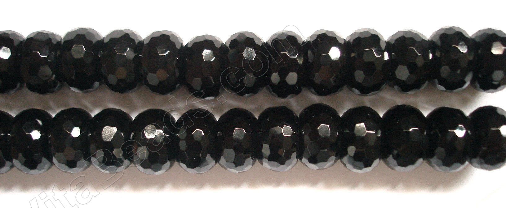 Black Onyx AA  -   Faceted Rondel  16"