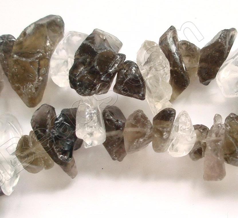 Smoky and Crystal Natural  -  Rough Chip Nuggets  16"