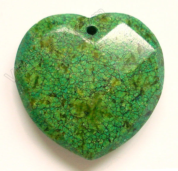 Faceted Pendant - Heart Green Chrysacolla