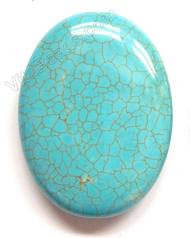 Pendant - Puff Oval Cracked Turquoise - Light