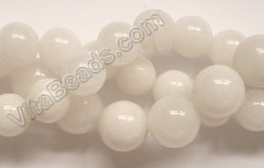 White Jade  -  Smooth Round Beads 16"