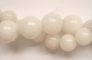 White Jade  -  Big Smooth Round Beads 16"
