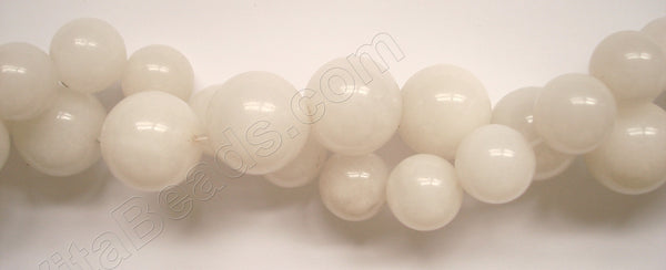 White Jade  -  Big Smooth Round Beads 16"