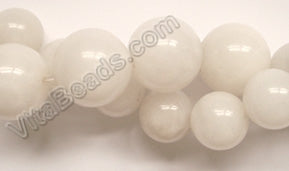 White Jade  -  Smooth Round Beads 16"