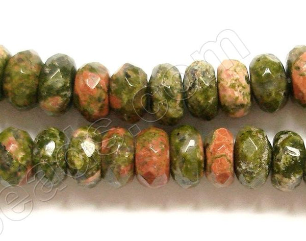 Unakite  -  Faceted Rondel  16"