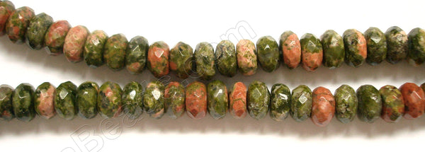 Unakite  -  Faceted Rondel  16"    8 mm