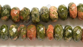 Unakite  -  Faceted Rondel  16"