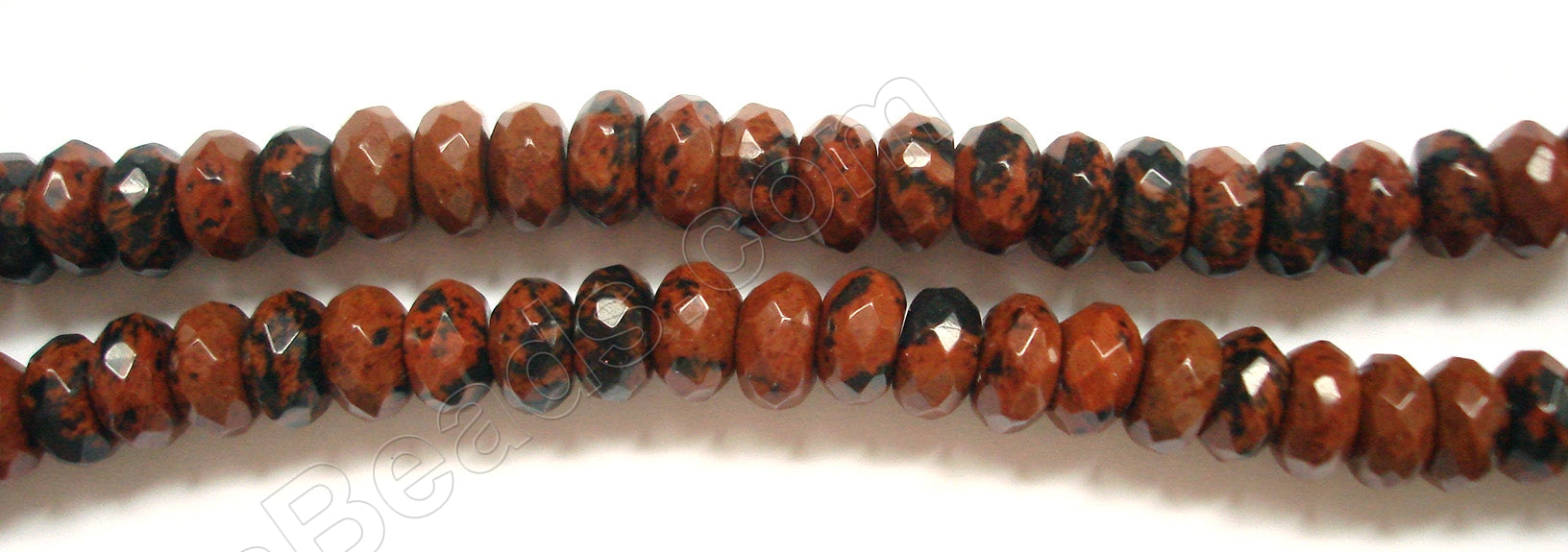 Mahogany Obsidian  -  Faceted Rondel  16"    8 mm