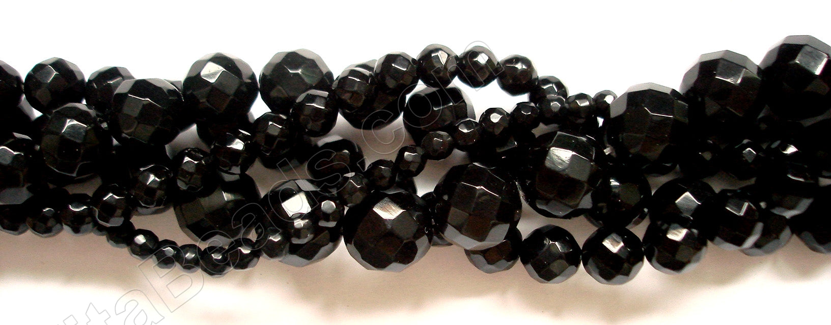 Black Onyx  -  64 Faceted Round  16"