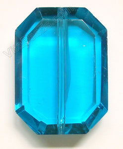Faceted Pendant - Rectangle Ocean Blue Crystal