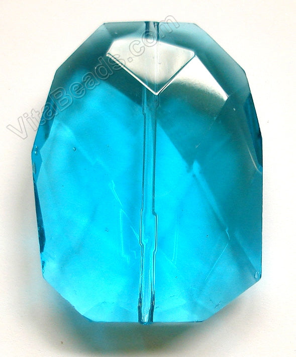 Faceted Big Nugget Pendant - Ocean Glue Crystal - imperfect