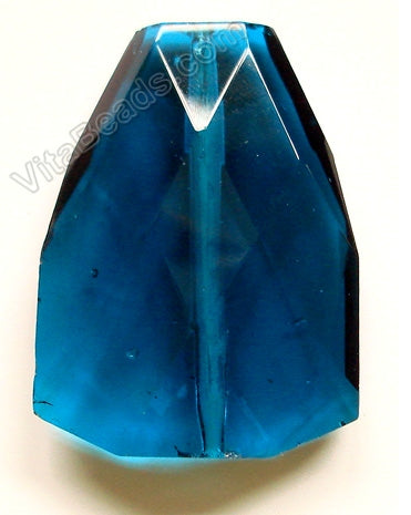 Faceted Triangle Nugget Pendant - London Blue Crystal - imperfect