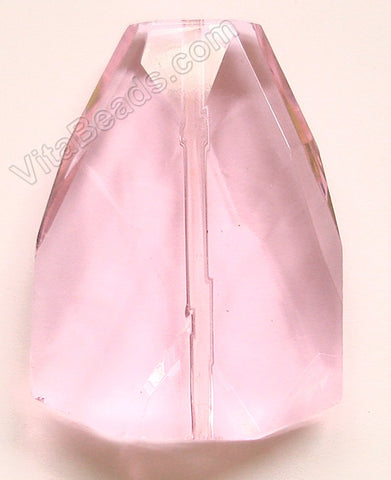 Faceted Triangle Nugget Pendant - Pink Crystal - imperfect