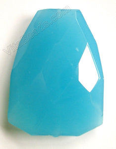 Faceted Triangle Nugget Pendant - Aqua Chalcedony - imperfect