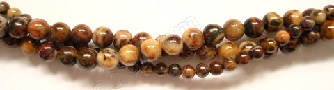 Conglomarite Jasper (Dark)  -  Smooth Round Beads  16"     4 mm