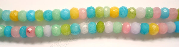 Mixed Dyed Jade  -  Faceted Rondel  16"    8 mm