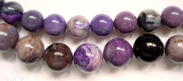 Purple Crazy Lace Agate - Smooth Round Beads   16"