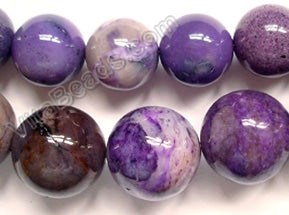 Purple Crazy Lace Agate - Smooth Round Beads   16"