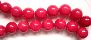 Dyed Jade Big Red -  Smooth Round Beads 16"