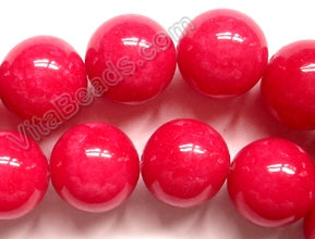 Dyed Jade Big Red -  Smooth Round Beads 16"
