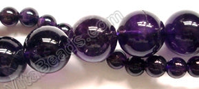 Amethyst AA  -  Smooth Round Beads 16"