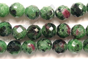 Roby Zoisite  -  128 Cut Faceted Round  16"