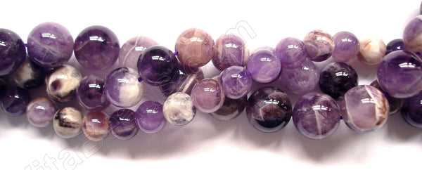 Dog Teeth Amethyst - Smooth Round Beads  16"