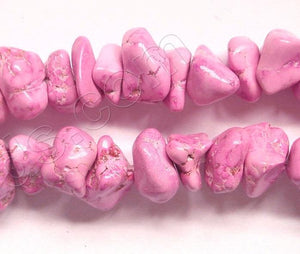 Pink Stablelized Turquoise - Chip Nuggets  16"