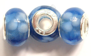 Glass Beads - Silver Plate Double Cores Drum pdg 117 - Royal