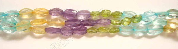 Multi Gems 4 Color  -  6-10mm Faceted Oval  14"