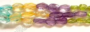 Multi Gems 4 Color  -  6-10mm Faceted Oval  14"