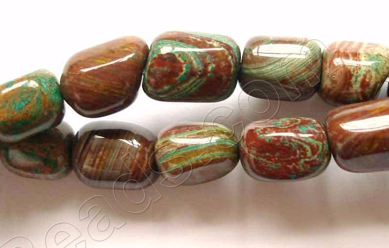 Green Stripe Jasper  -  Square Nuggets 16"