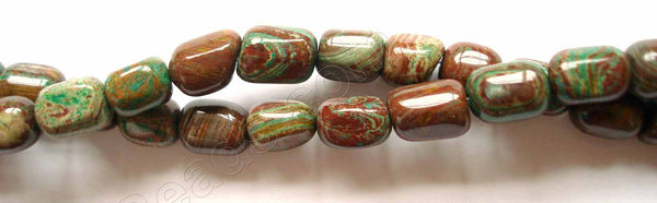 Green Stripe Jasper  -  Square Nuggets 16"