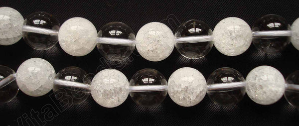 Crystal &. Explosion Crystal   -  Big Smooth Round Beads  16"