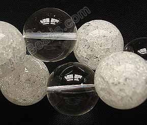 Crystal &. Explosion Crystal   -  Smooth Round Beads  16"