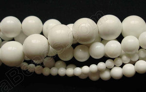 White Jasper  -  Smooth Round Beads  16"