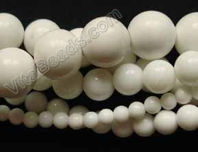 White Jasper  -  Big Smooth Round Beads  16"