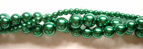 Glass Pearl   -  01 Dark Emerald Green -  Smooth Round  16"