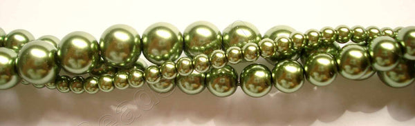 Glass Pearl   -  03 Dark Olive Green  -  Smooth Round  16"