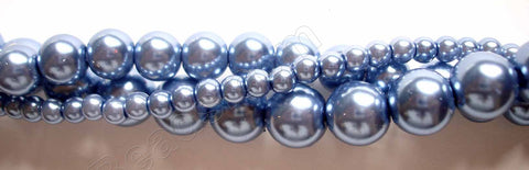 Glass Pearl   -  07 Dark Sky Blue  -  Smooth Round  16"