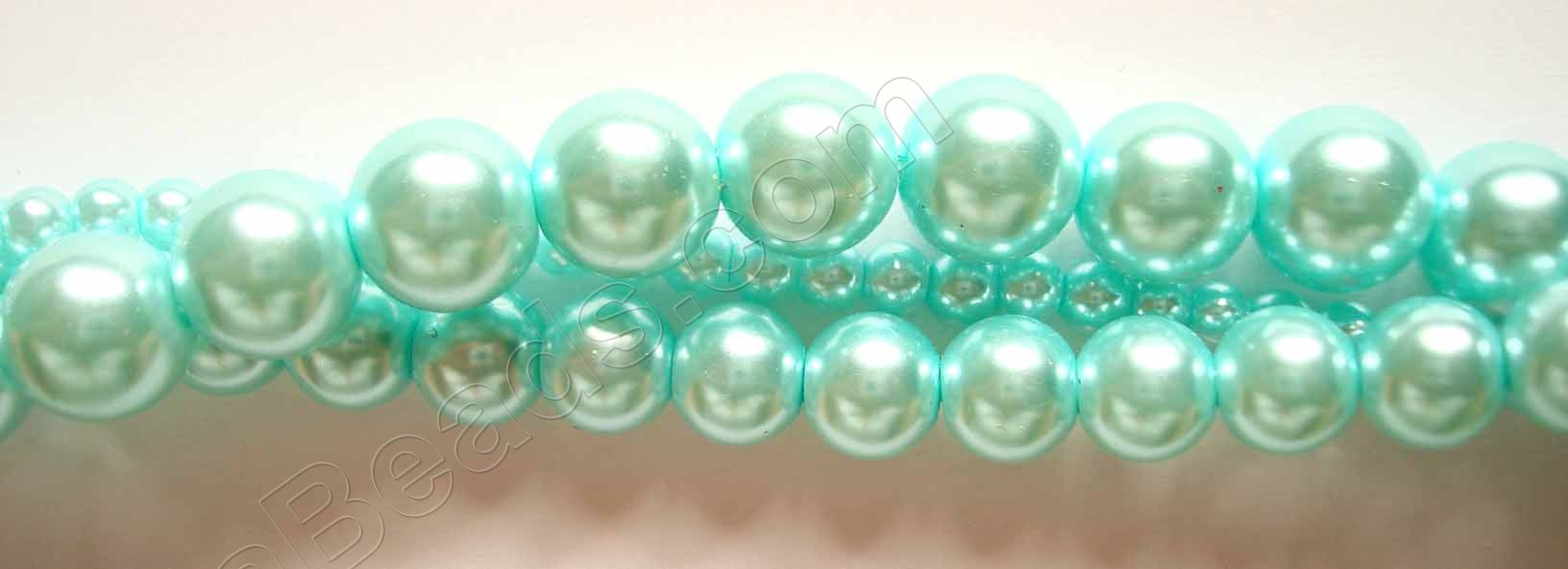 Glass Pearl   -  09 Light Amazonite Green  -  Smooth Round  16"