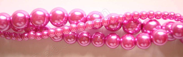 Glass Pearl   -  13  Fuchsia  -  Smooth Round  16"