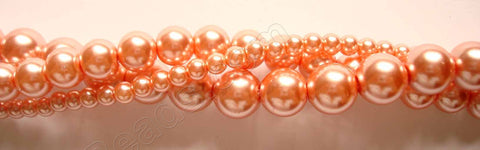 Glass Pearl   -  17  Dark Peach  -  Smooth Round  16"