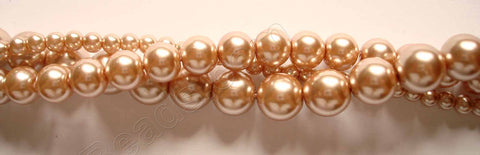 Glass Pearl   -  18  Light Brown  -  Smooth Round  16"